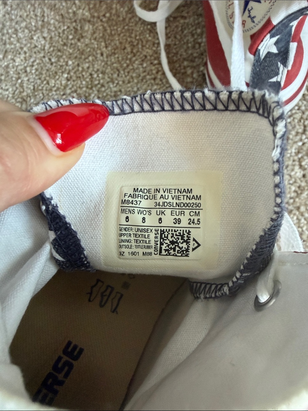 Converse Kids High-Top Sneakers - Red, White, Blue Stars - Picture 2 of 6